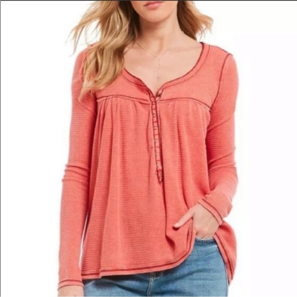 Free People Kai Thermal Waffle Knit Henley